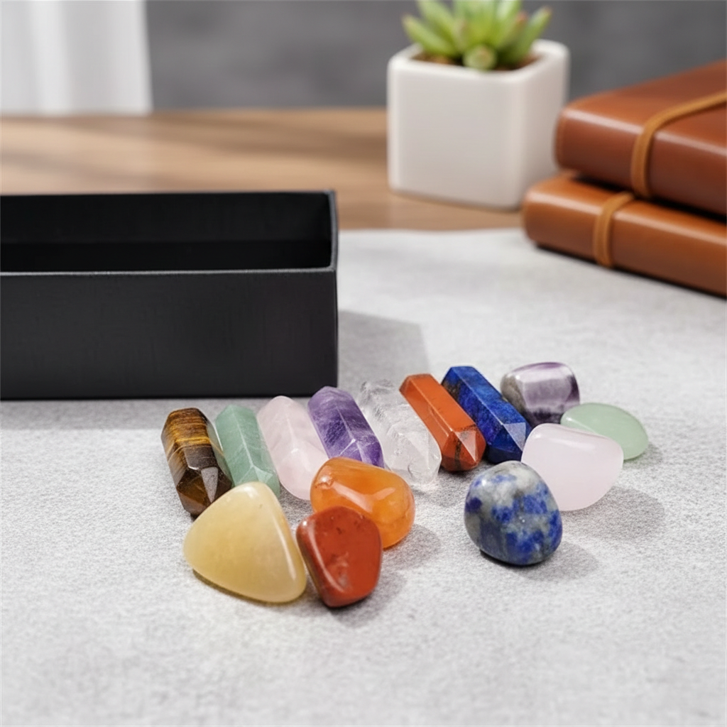 Quartz Harmony™ | 14 Piece Pointed Quartz Crystal Set for Meditation, Chakra Balance and Home Decor