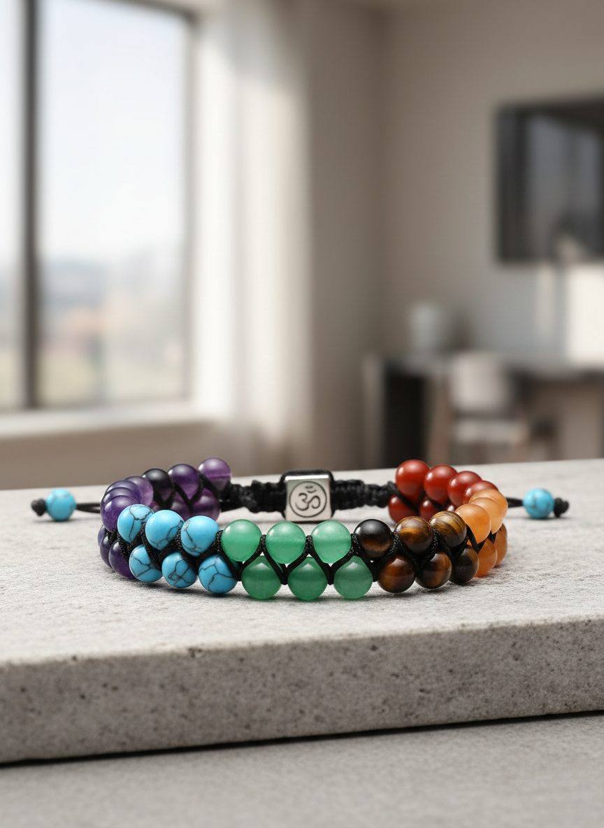 Calmi Chakra™ | Adjustable 7 Chakra Crystal Bracelet for Meditation & Mindful Balance