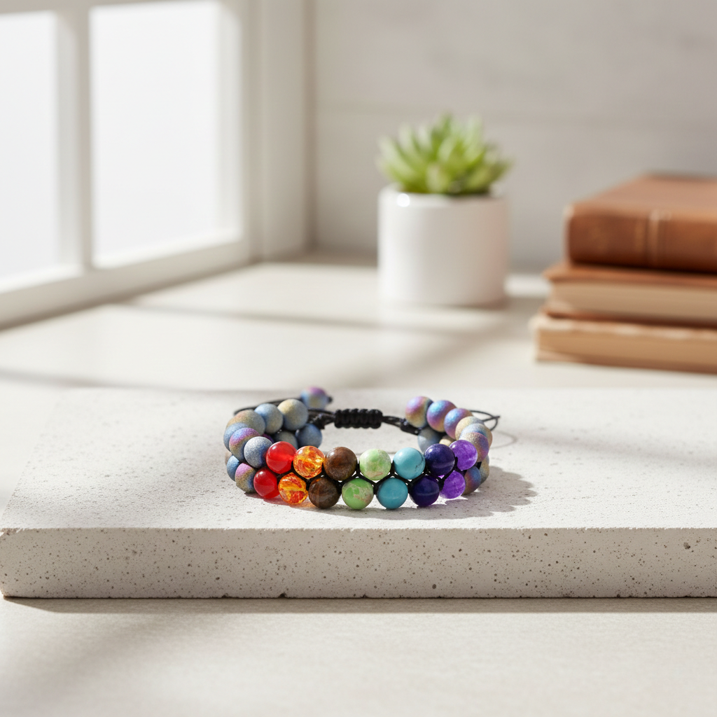 Calmi Chakra™ | Adjustable 7 Chakra Crystal Bracelet for Meditation & Mindful Balance