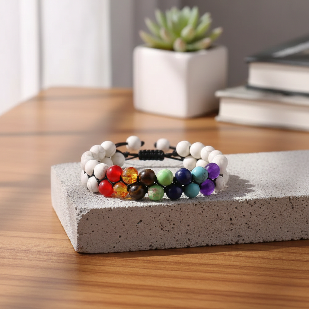 Calmi Chakra™ | Adjustable 7 Chakra Crystal Bracelet for Meditation & Mindful Balance