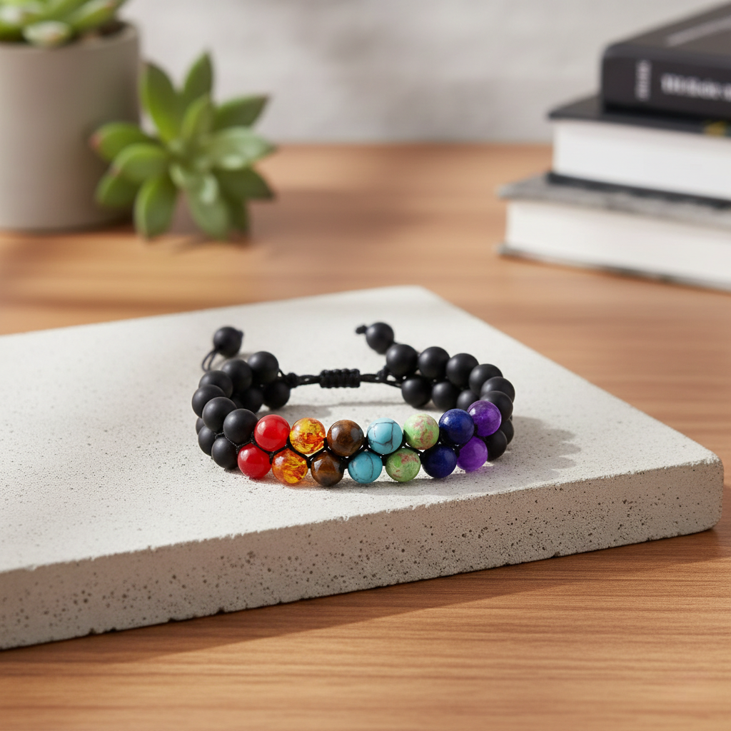 Calmi Chakra™ | Adjustable 7 Chakra Crystal Bracelet for Meditation & Mindful Balance