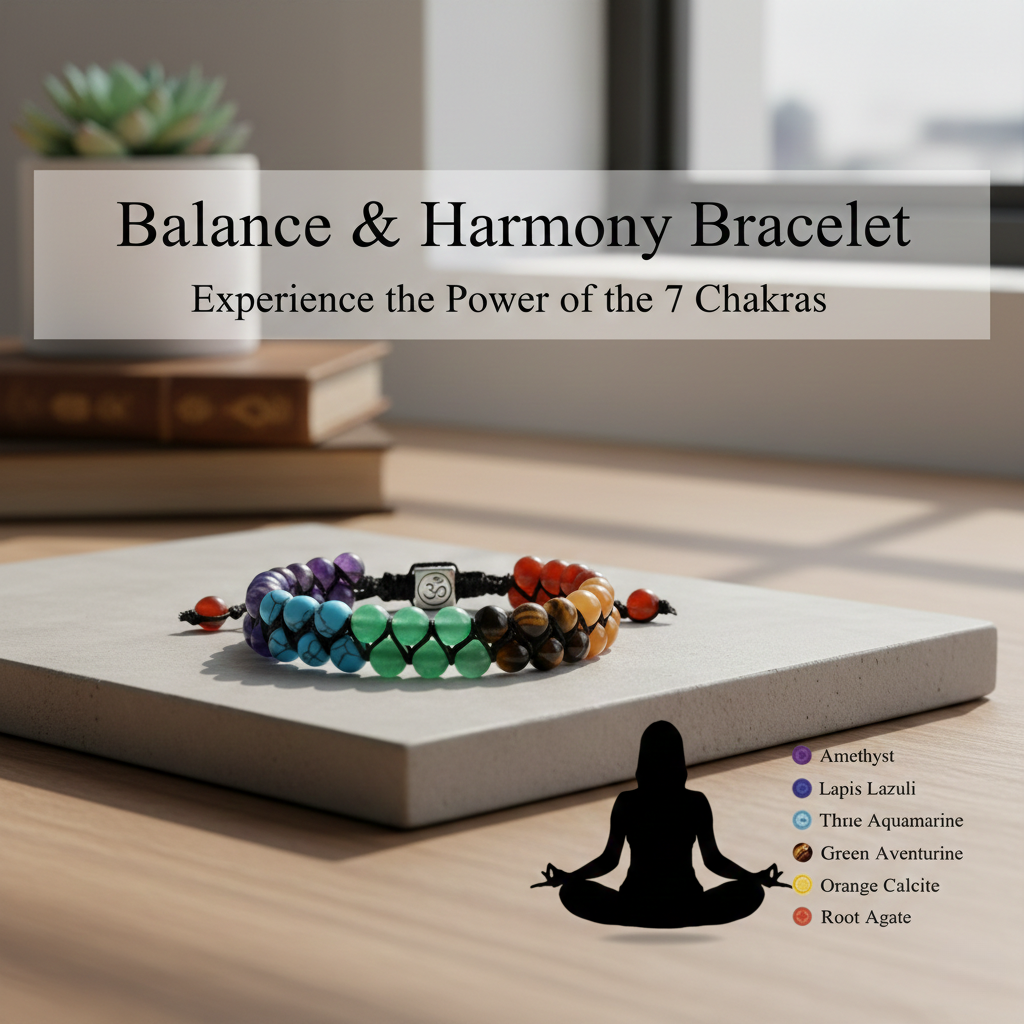 Calmi Chakra™ | Adjustable 7 Chakra Crystal Bracelet for Meditation & Mindful Balance