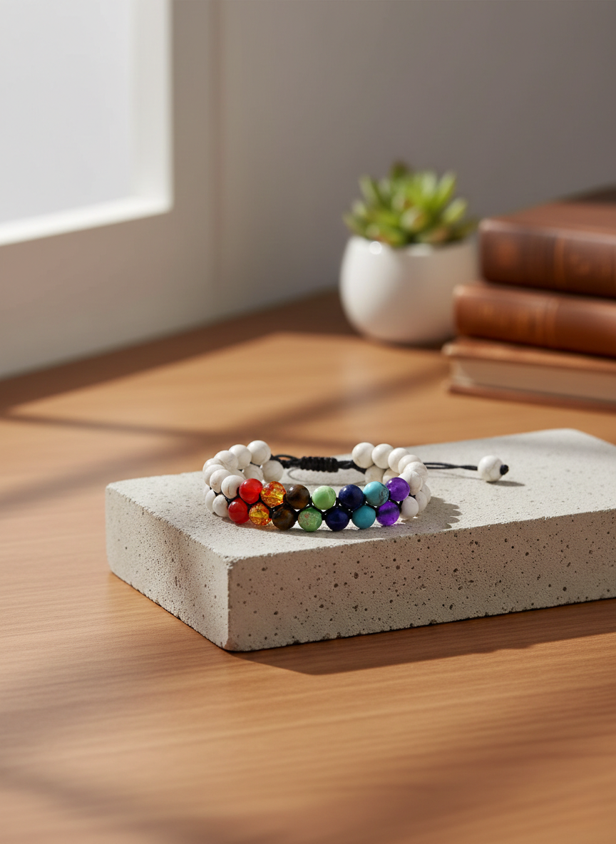 Calmi Chakra™ | Adjustable 7 Chakra Crystal Bracelet for Meditation & Mindful Balance