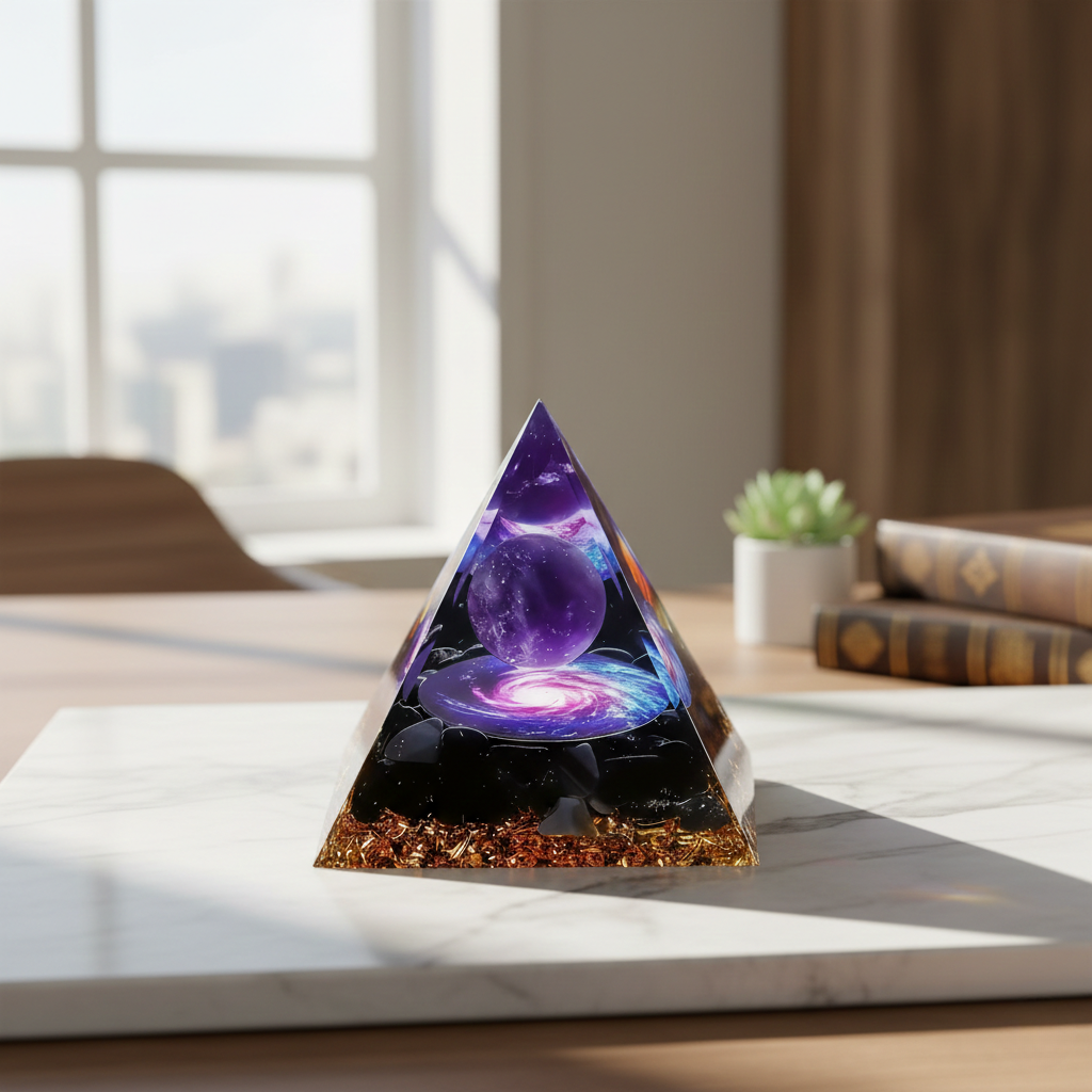 Amethyst Aura™ | Natural Amethyst Crystal Pyramid & Sphere for Home Decor and Mindful Spaces