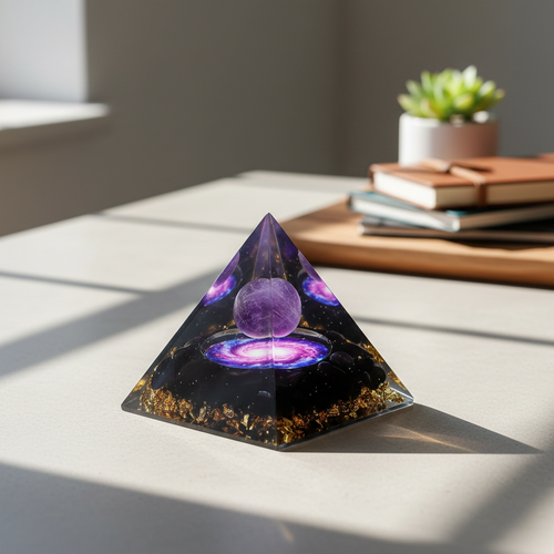 Amethyst Aura™ | Natural Amethyst Crystal Pyramid & Sphere for Home Decor and Mindful Spaces