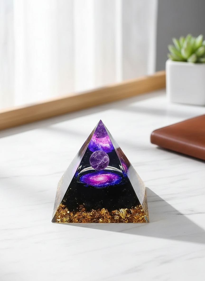 Amethyst Aura™ | Natural Amethyst Crystal Pyramid & Sphere for Home Decor and Mindful Spaces