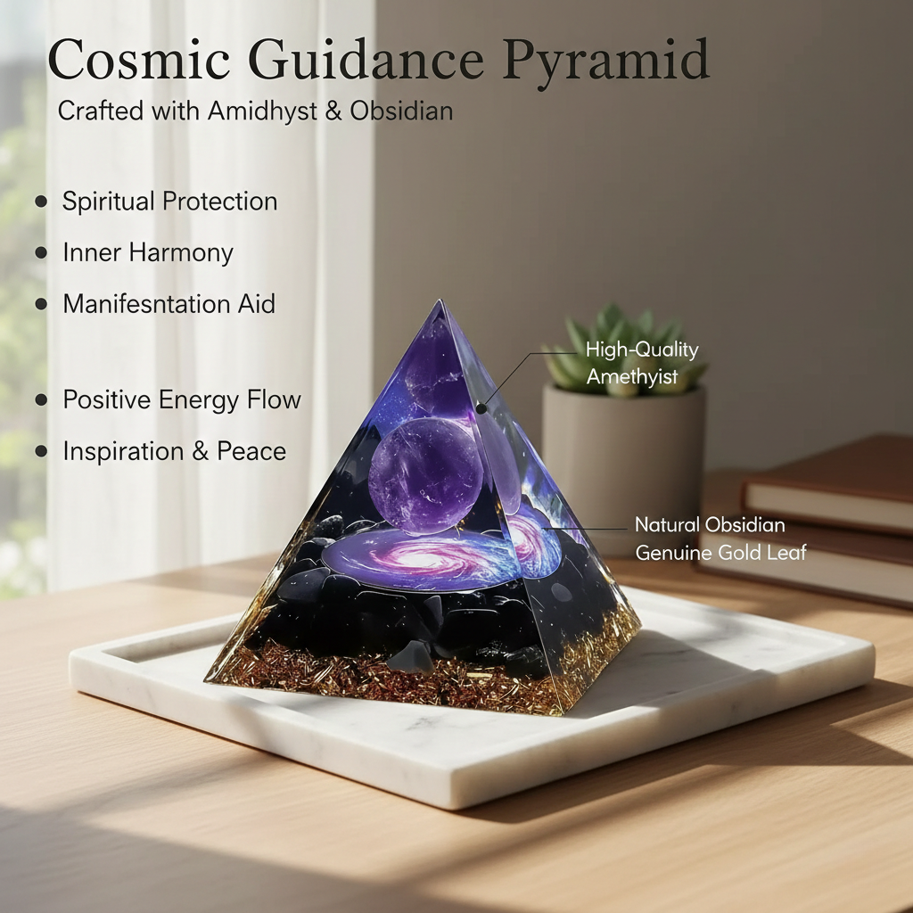 Amethyst Aura™ | Natural Amethyst Crystal Pyramid & Sphere for Home Decor and Mindful Spaces
