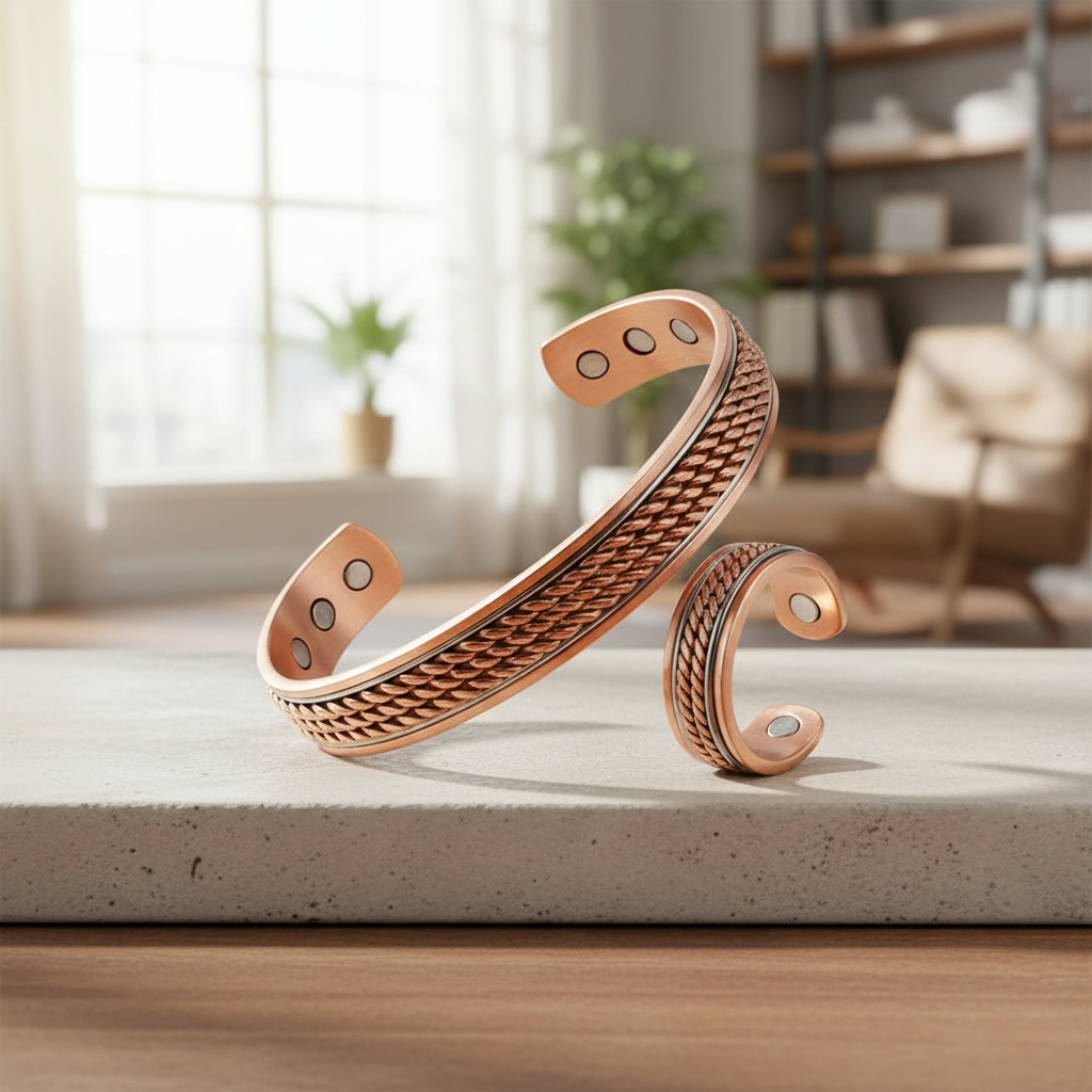 Calmi Set™ | Adjustable Twisted Copper Magnetic Bracelet and Ring for Everyday Balance